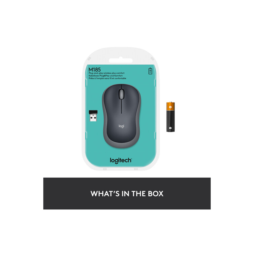 Logitech M185 Wireless Mouse - Swift Gray in Qatar Logitech M185 Wireless Mouse - Swift Gray in Qatar